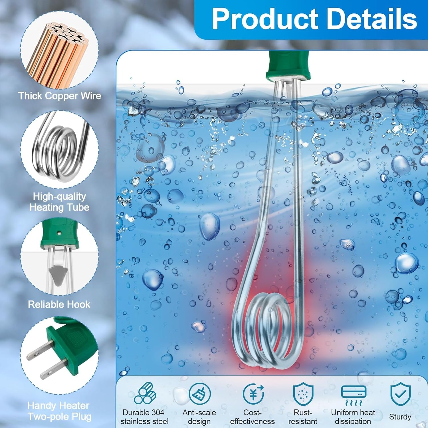 Electric Water Heating Rod Portable F8 Imported Electric Water Heater Electric Water Immersion Rod